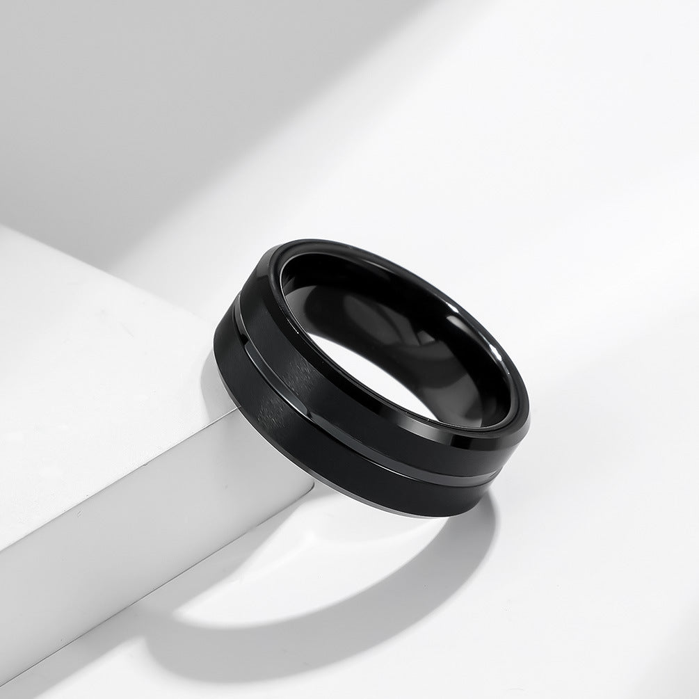 Cross-Border Amazon Tungsten Gold Men's Ring Direct Sales