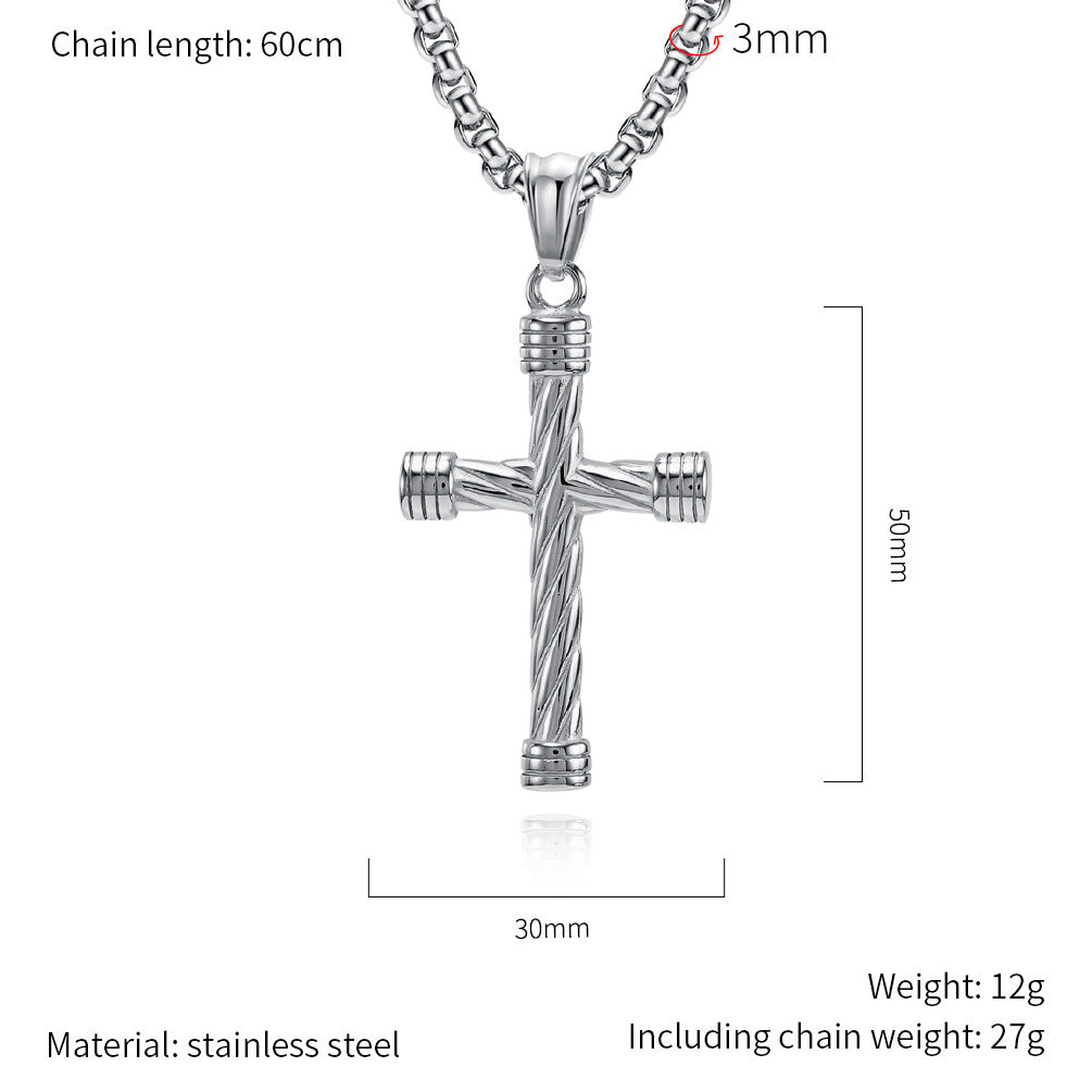 Planderful Men Stainless Steel Cross Necklace Retro Streetwear Pendant For Hipster Fans