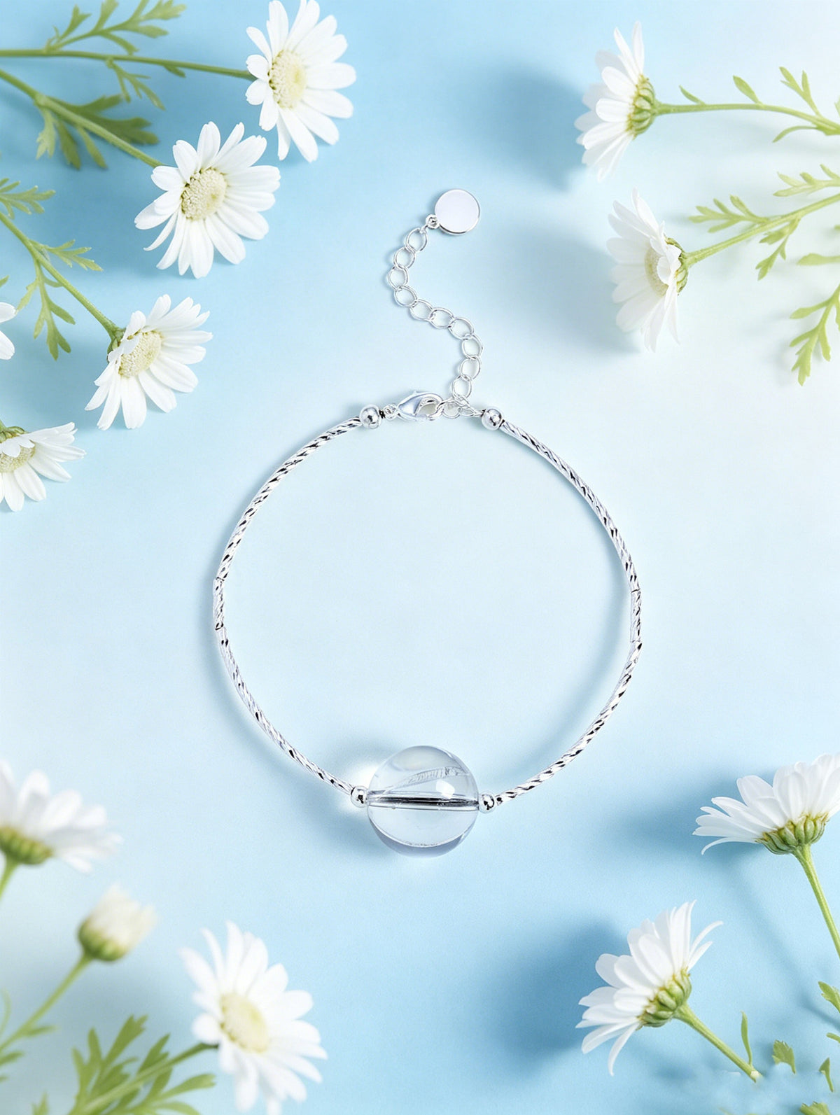 White Quartz Light-Bulb Bracelet and Necklace Set