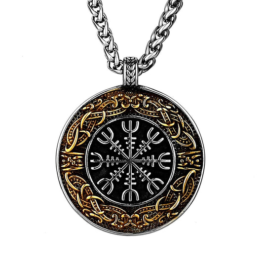Planderful Viking Compass Pendant Necklace Titanium Steel for Men Durable Symbol of Guidance Norse Style Gift
