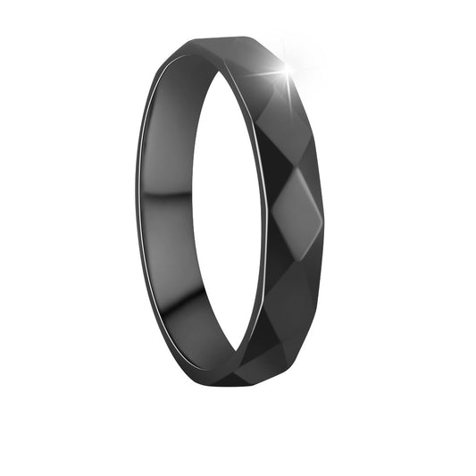 Quadrilateral Geometric Titanium Steel Ring Set for Couples