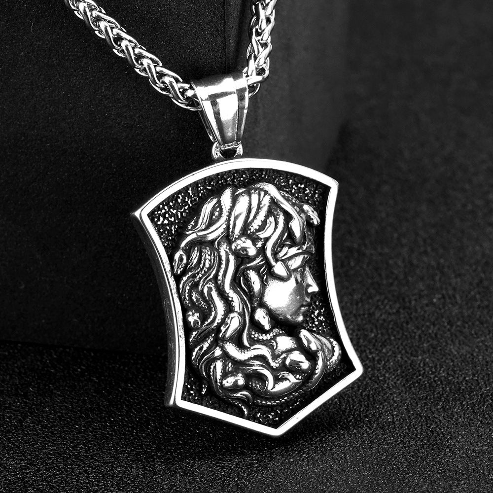 European And American Jewelry Stainless Steel Men's Pendant Necklace Retro Medusa Design