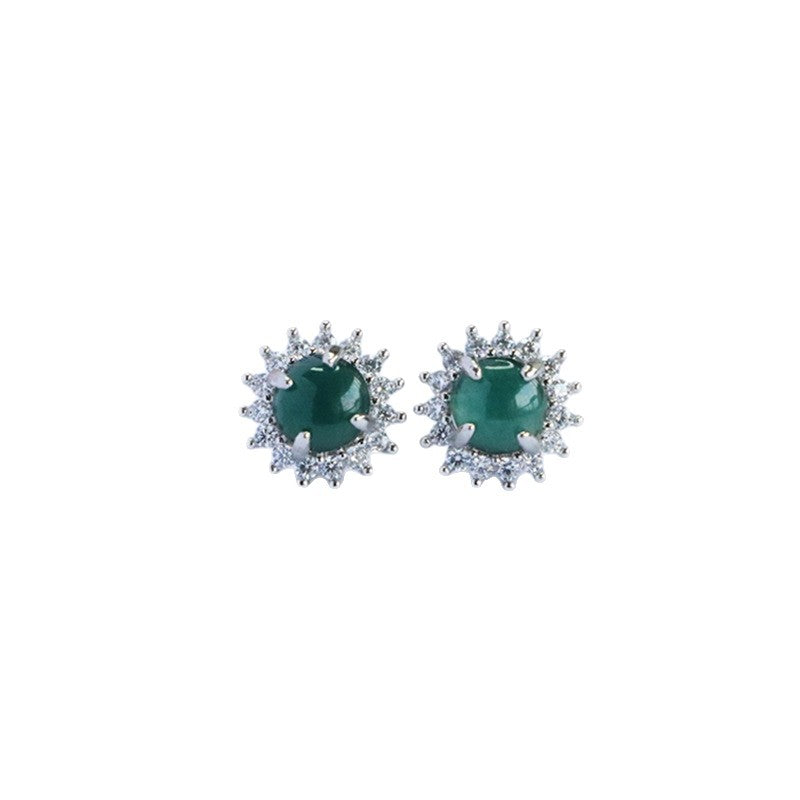 Blue-Water Jadeite Starlight Stud Earrings