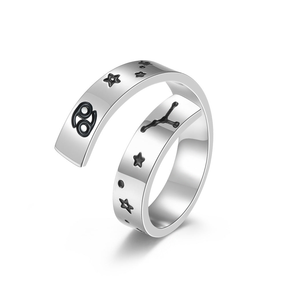 Neutral Cold Wind Twelve Constellations Adjustable Ring