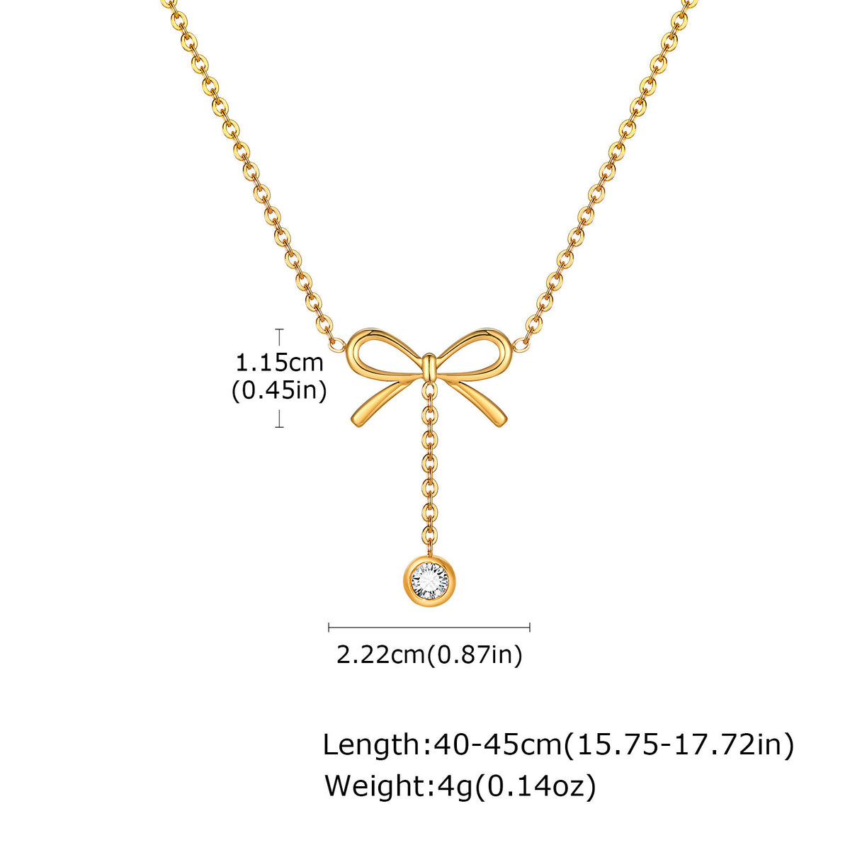 Stainless Steel Gold Butterfly Zircon Fringed Necklace Women