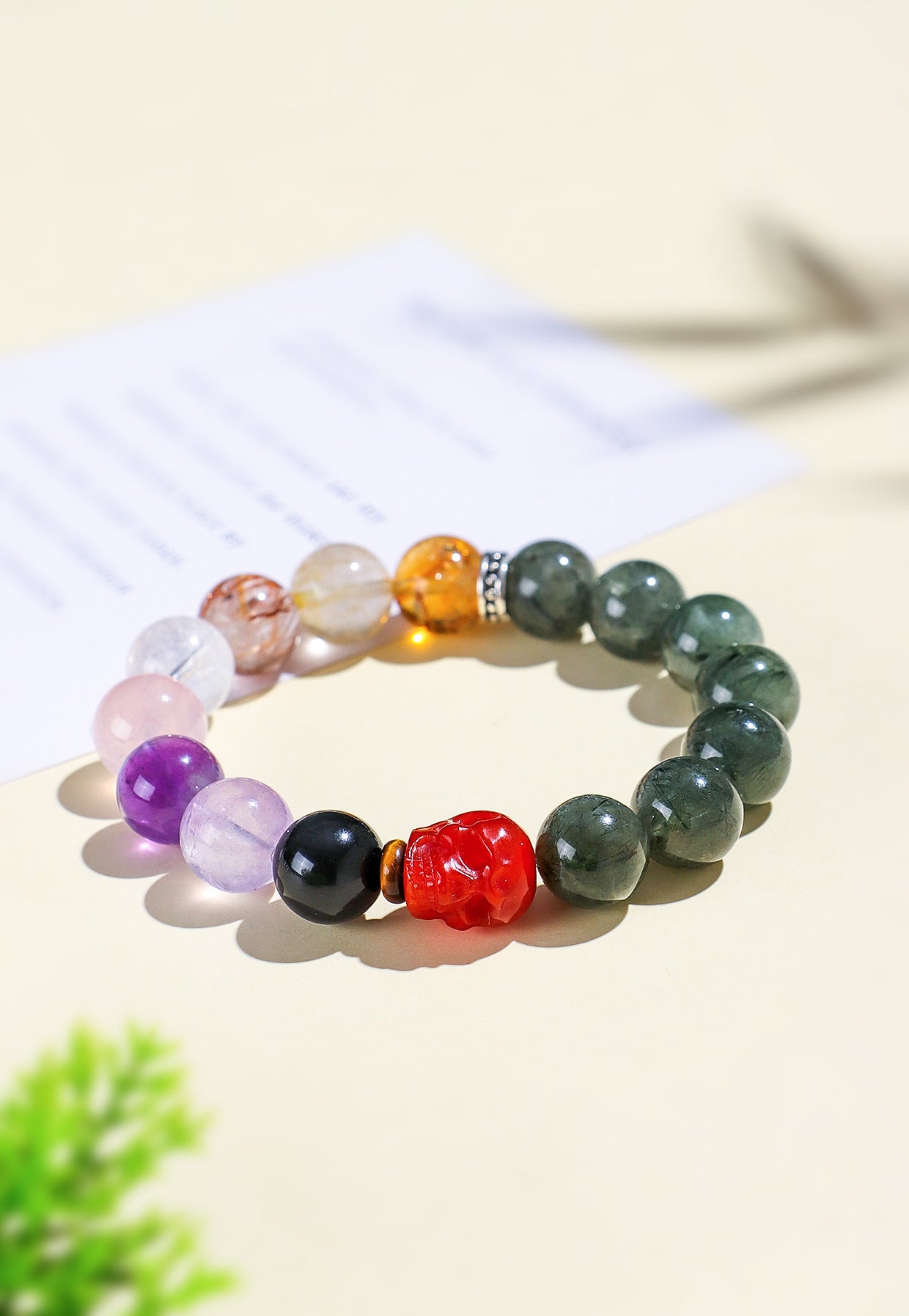 Planderful Fortune's Favor Bracelet – Unique Natural Green Hair Crystal Design