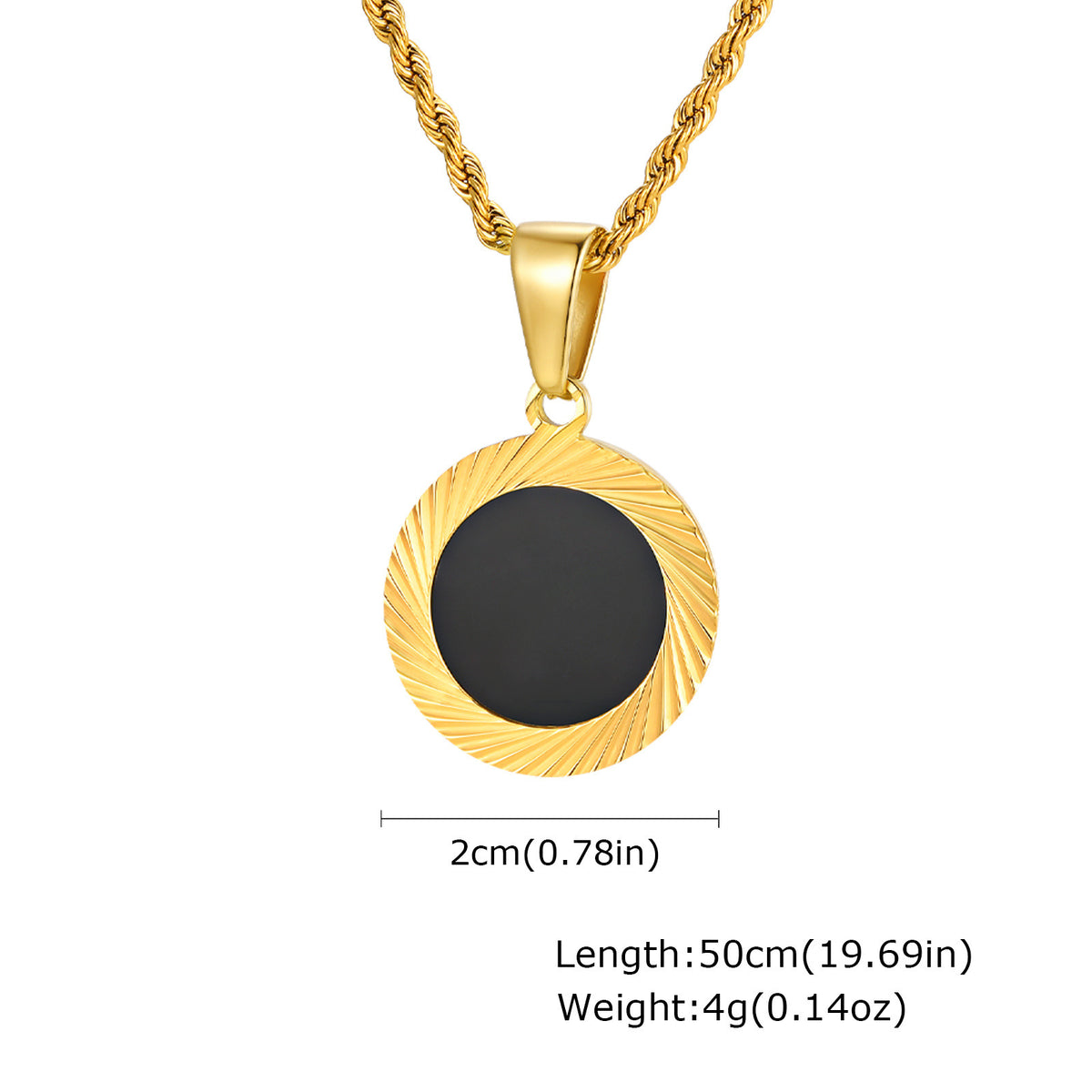 Unisex Stainless Steel Batch Flower Black Acrylic Pendant Necklace