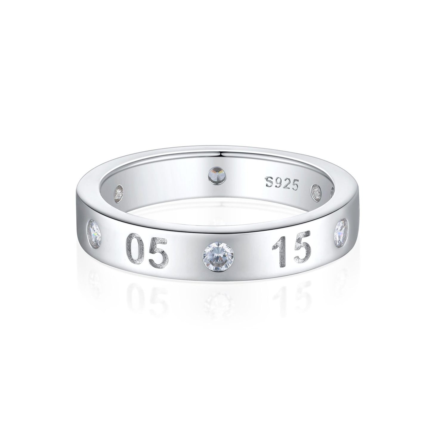 Planderful Personalized 925 Sterling Silver Lucky Number Ring For Women Love You Every Minute Zircon Accent