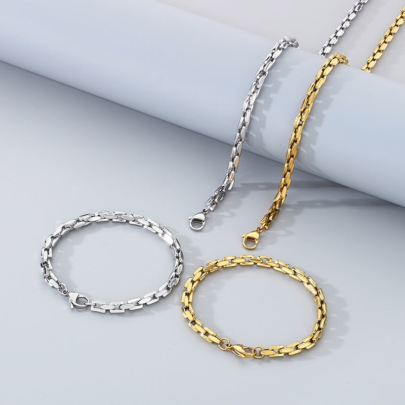 Lobster Buckle Bamboo Chain Bracelet Stainless Steel Men