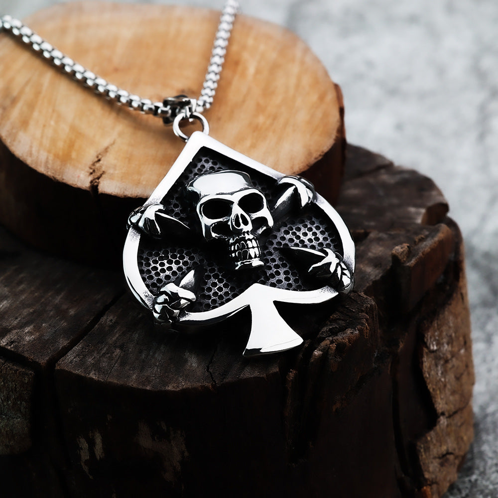 Cross-Border Viking Pendant Skull Spade for Men Jewelry