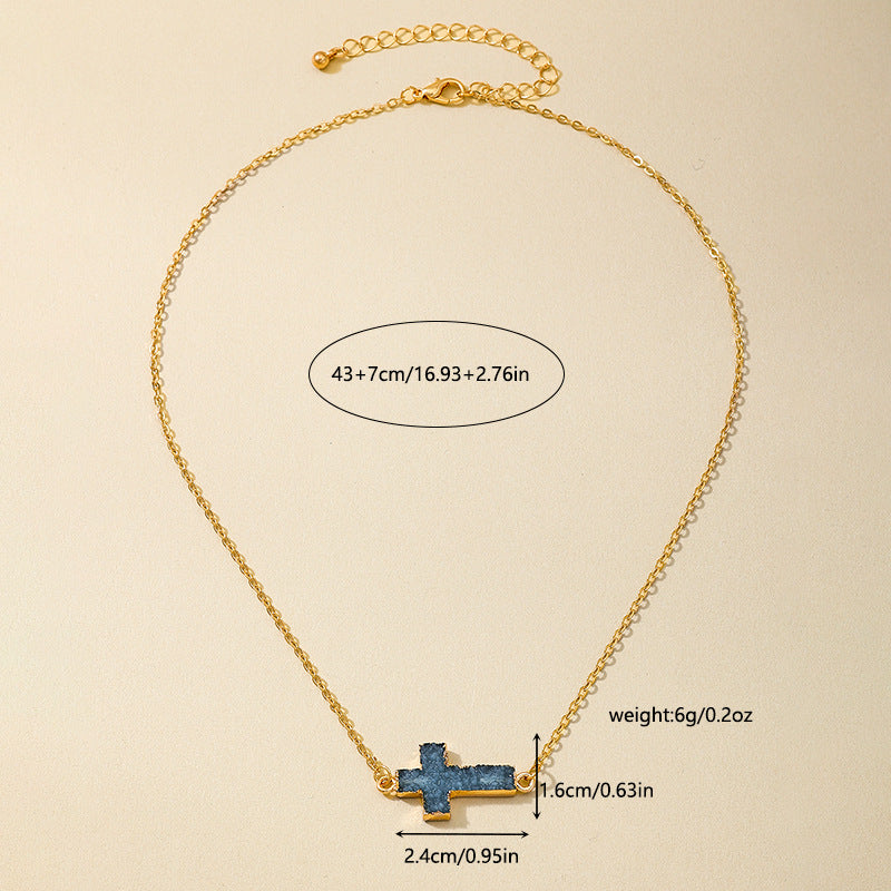 Planderful Vienna Verve Necklace – Trendy Metal Cross Resin Pendant