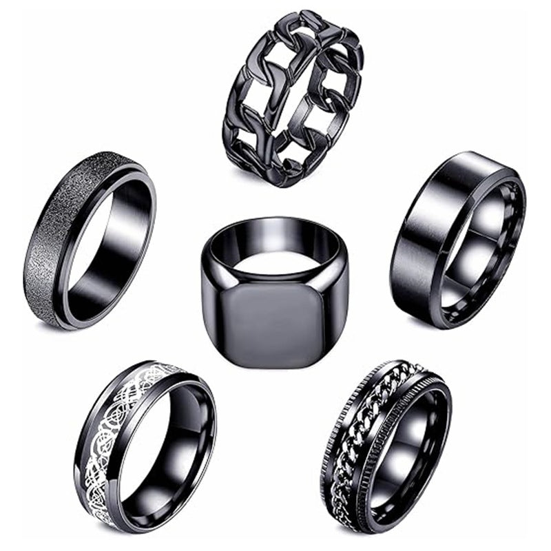 Mens Titanium Steel Ring 14mm Wide Vintage Square Punk Band By Planderful Everyday Genie For Men