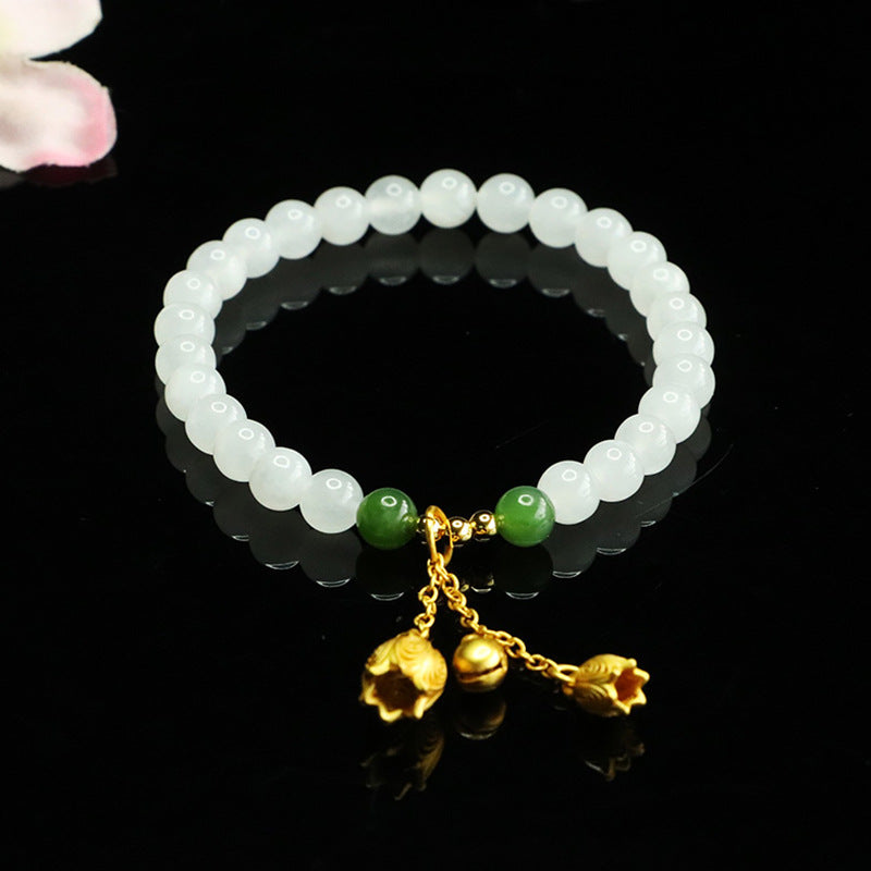 Hetian White Jade Lily-of-the-Valley Bracelet