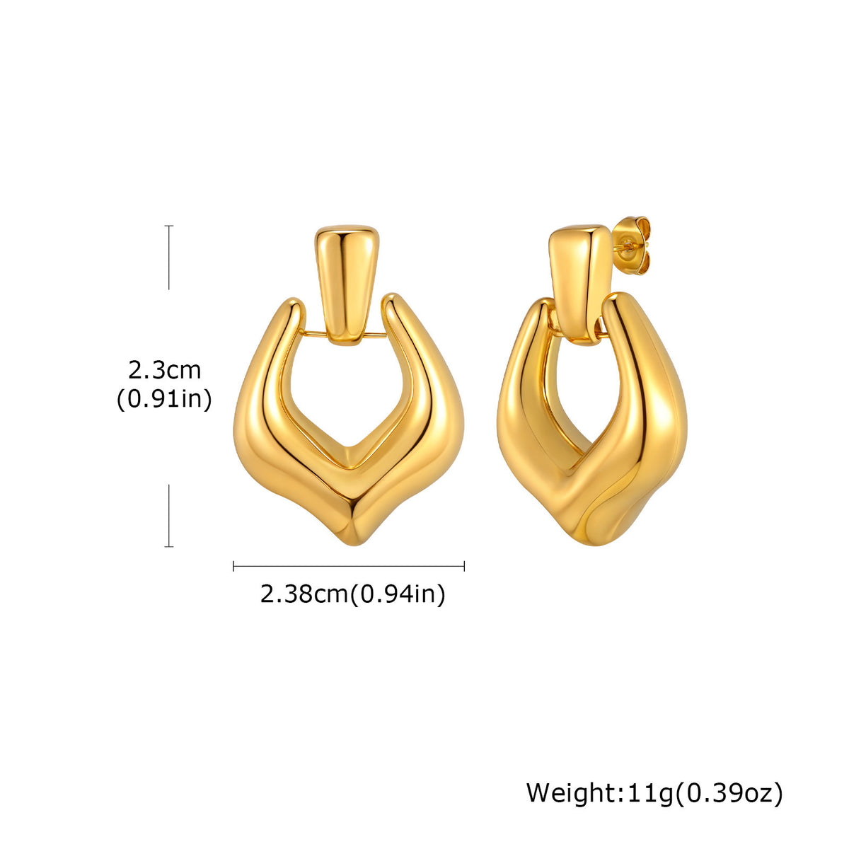 Gold-Tone Sculptural Teardrop Stud Earrings