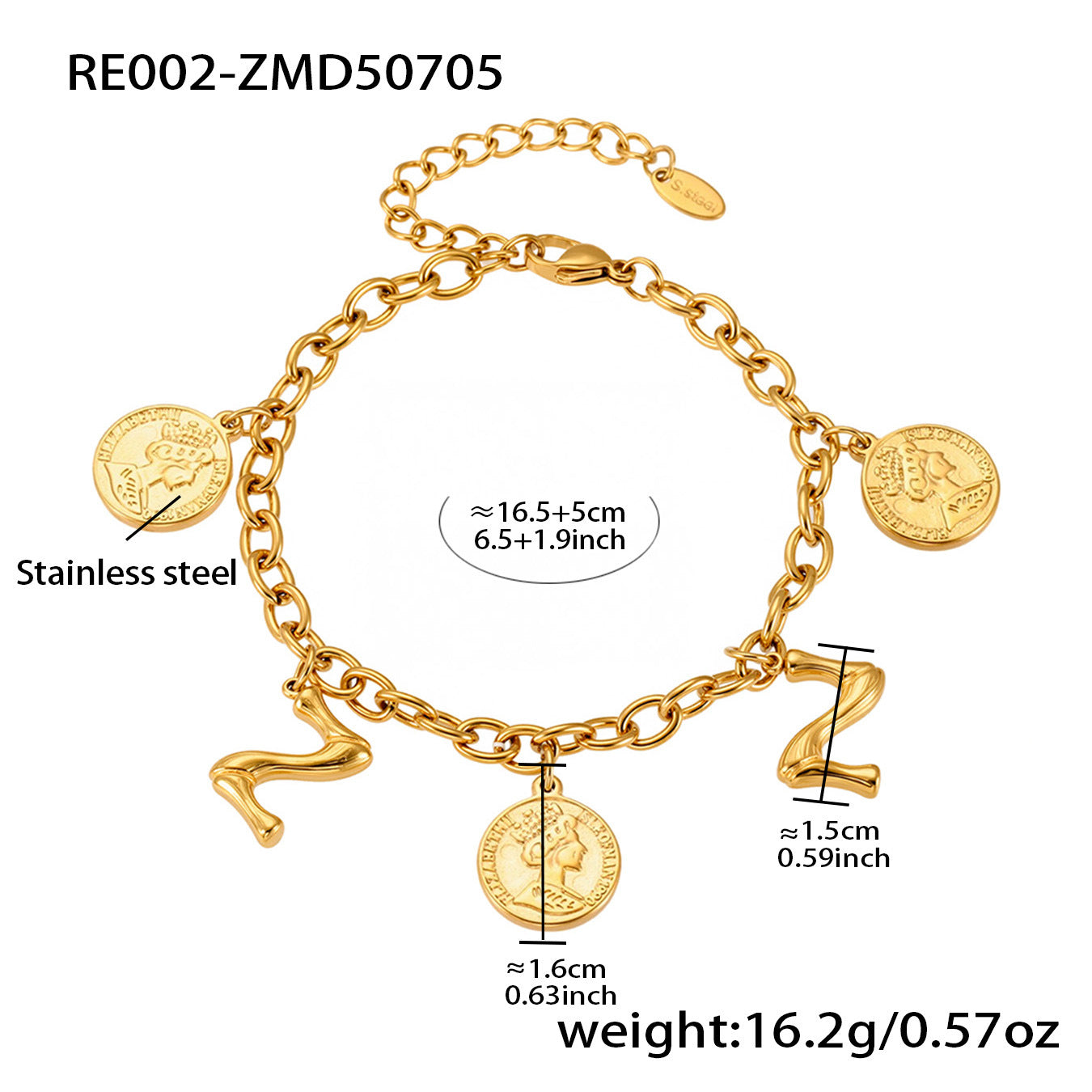 Planderful 26 Letters Queen Elizabeth Luxury Bracelet Women