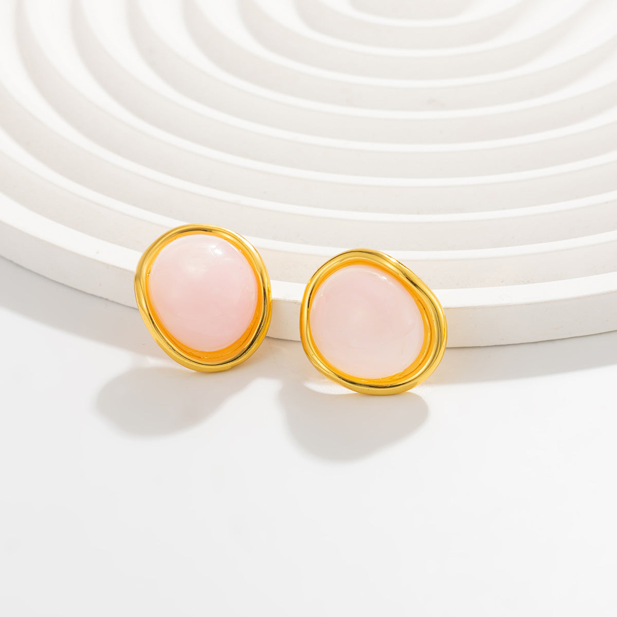 Planderful Mirror-Finish Stainless Steel Earrings Amber Gradient Geometric Statement For Fashion Forward Women