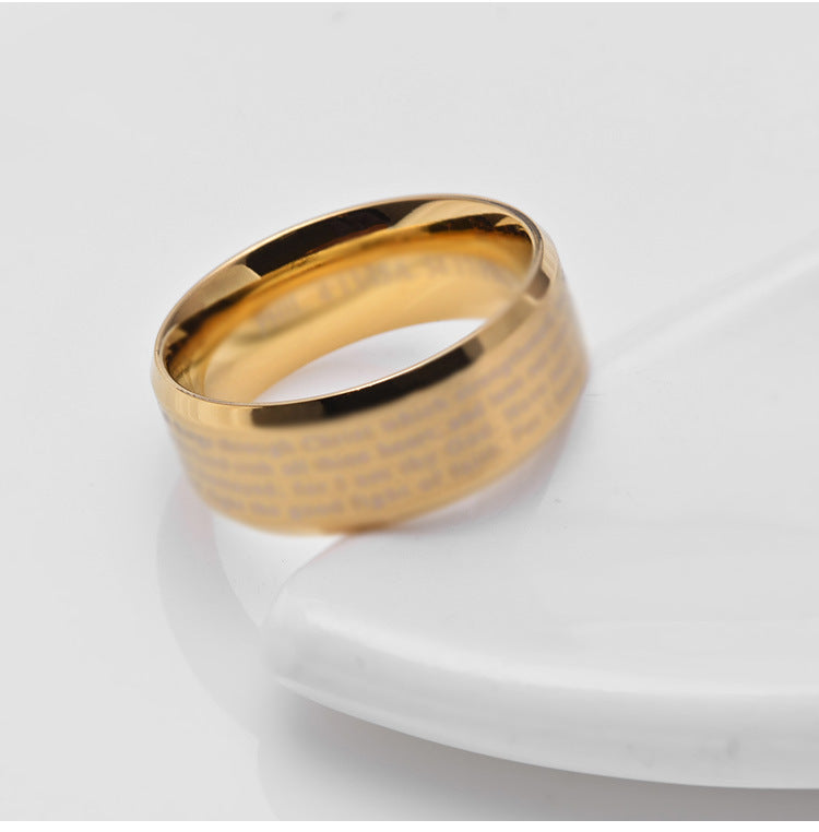 Inspirational Cross Scripture Titanium Steel Ring for Men