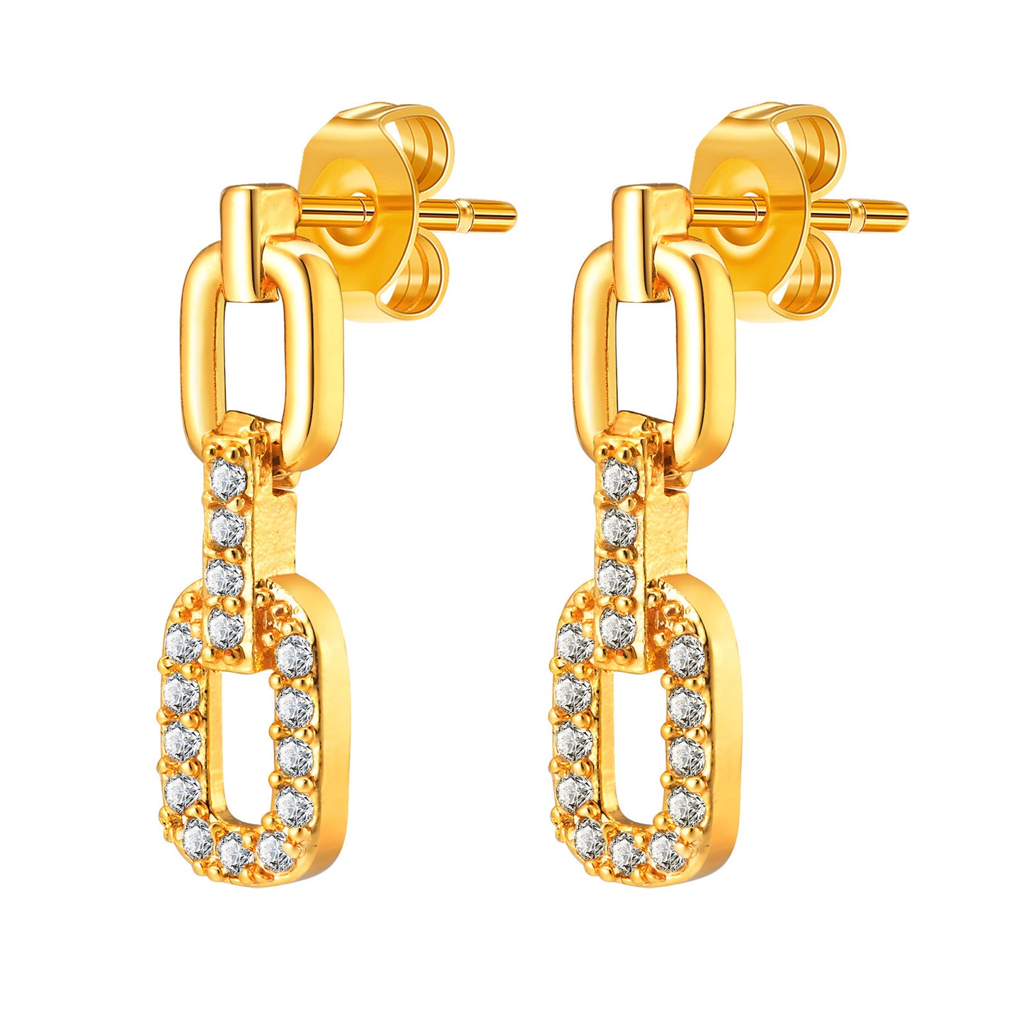Earrings Zircon Chain Gold Fashion Personality Jewelry Accessories