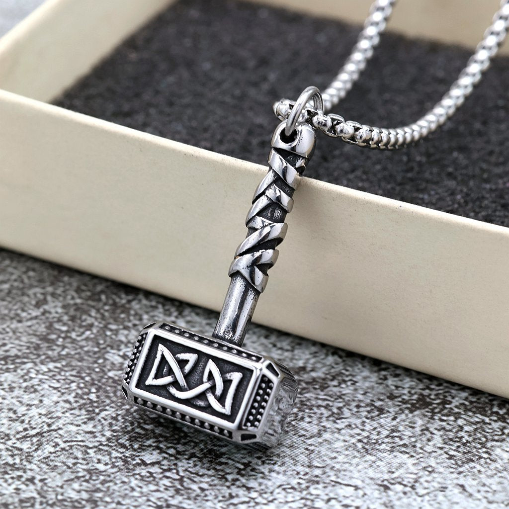 Planderful Shop Viking Pendant For Men Nordic Celtic Knot Stainless Steel Double Sided Necklace