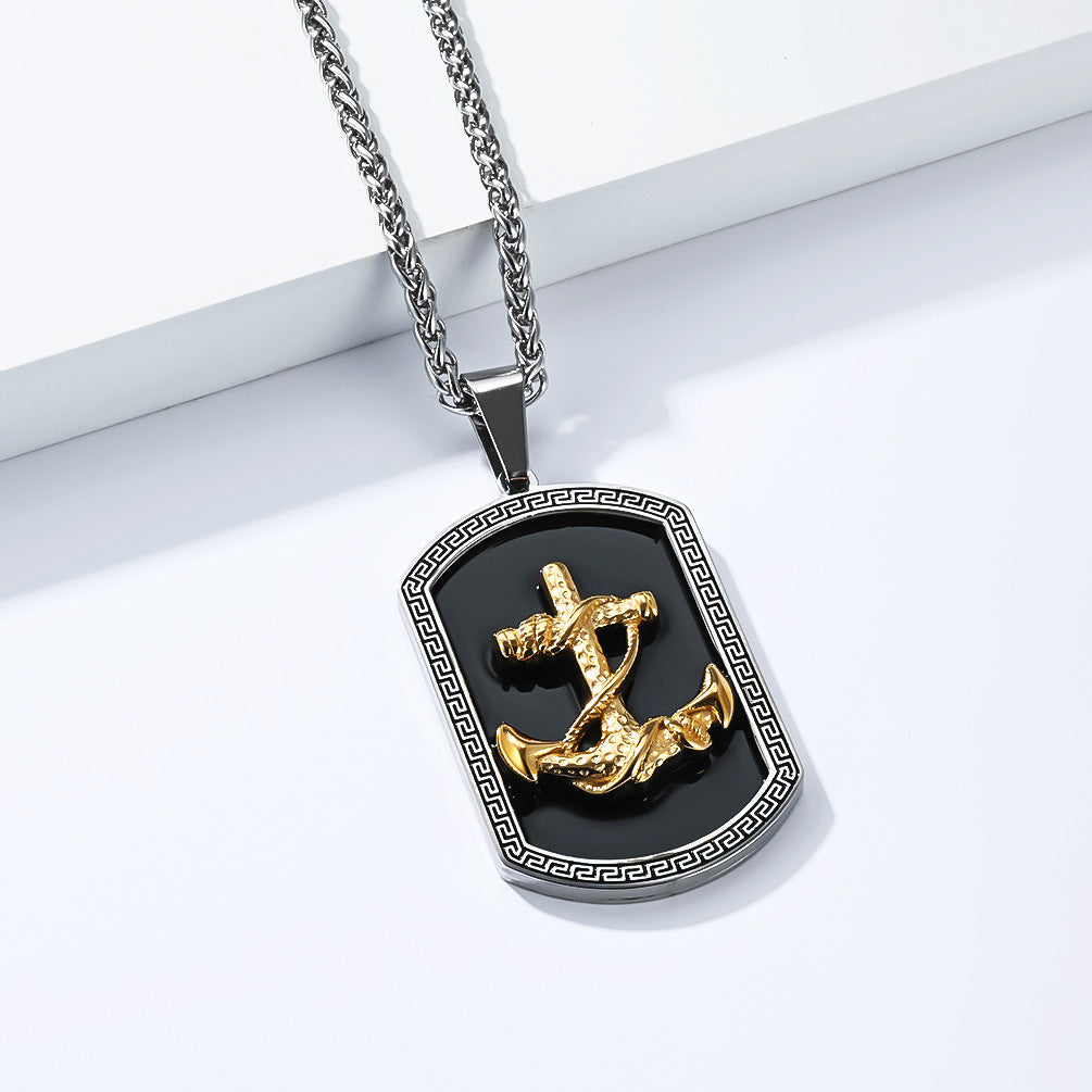 Planderful Anchor Pendant Necklace Titanium Steel Unisex Does Not Fade Everyday Genie
