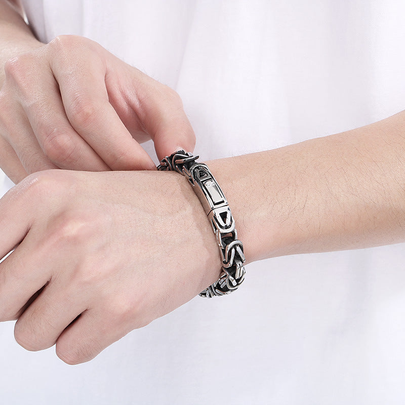 Planderful Custom Mens Square Titanium Steel Punk Bracelet