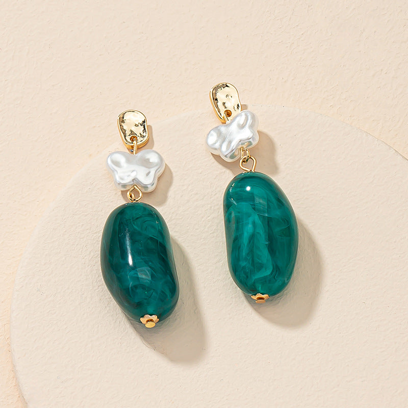 Muted Elegance: Dark Green Acrylic Butterfly Earrings