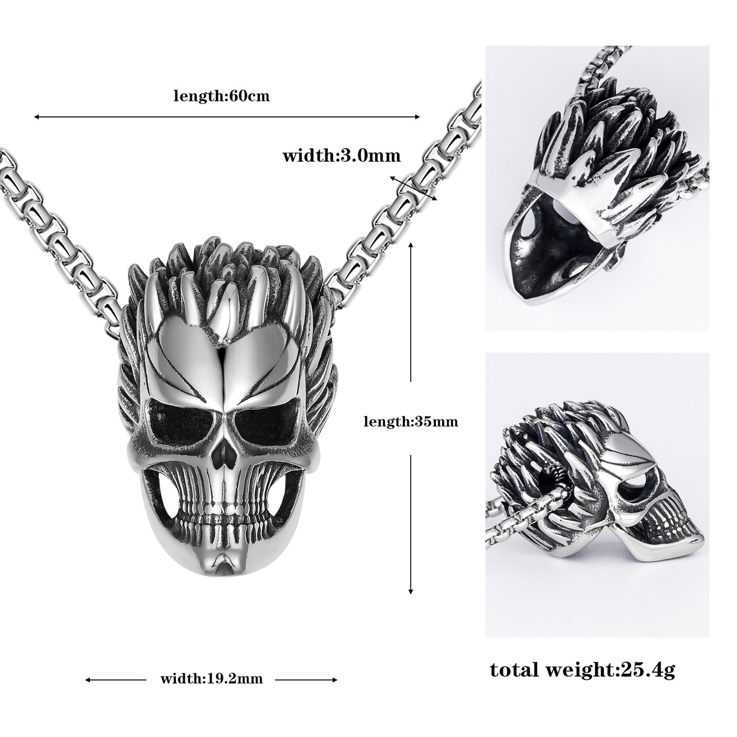 Titanium Steel Necklace - Statement Skull Pendant