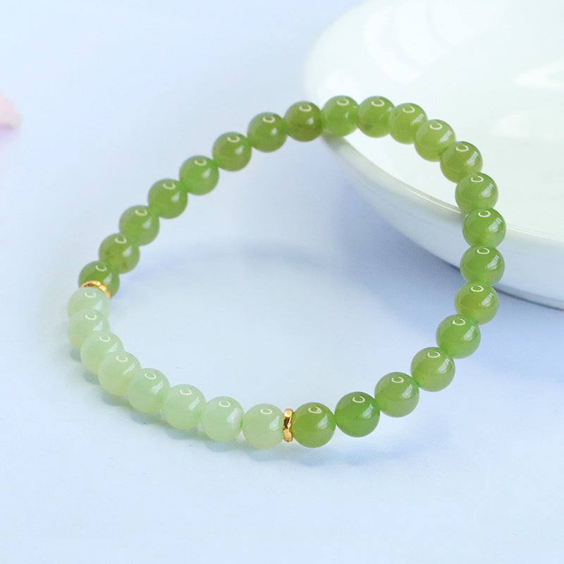 Gradient Hetian Jade Bead Bracelet