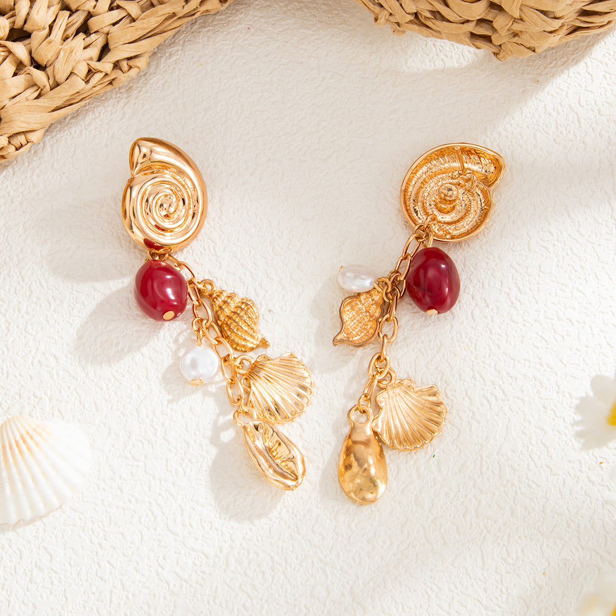 Statement Earrings Planderful Vienna Verve Retro Conch Pearl Scallop Fringe For Women Chic