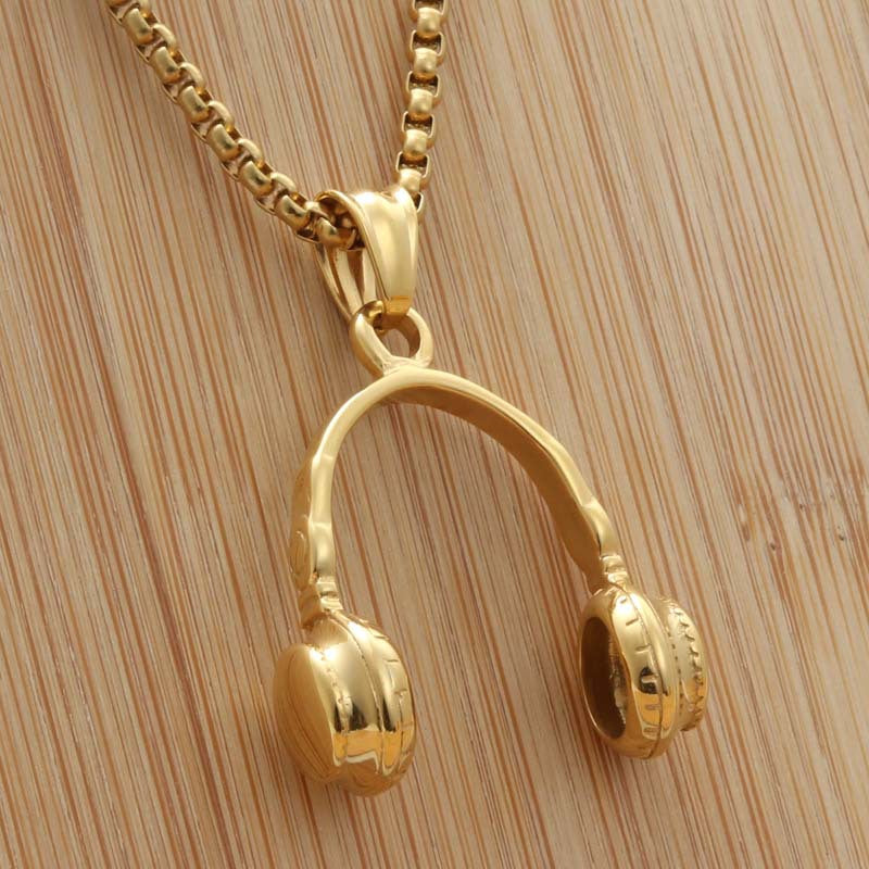 Personalized Titanium Steel Bluetooth Earphone Pendant Necklace for Men - Retro Punk Trendy Design