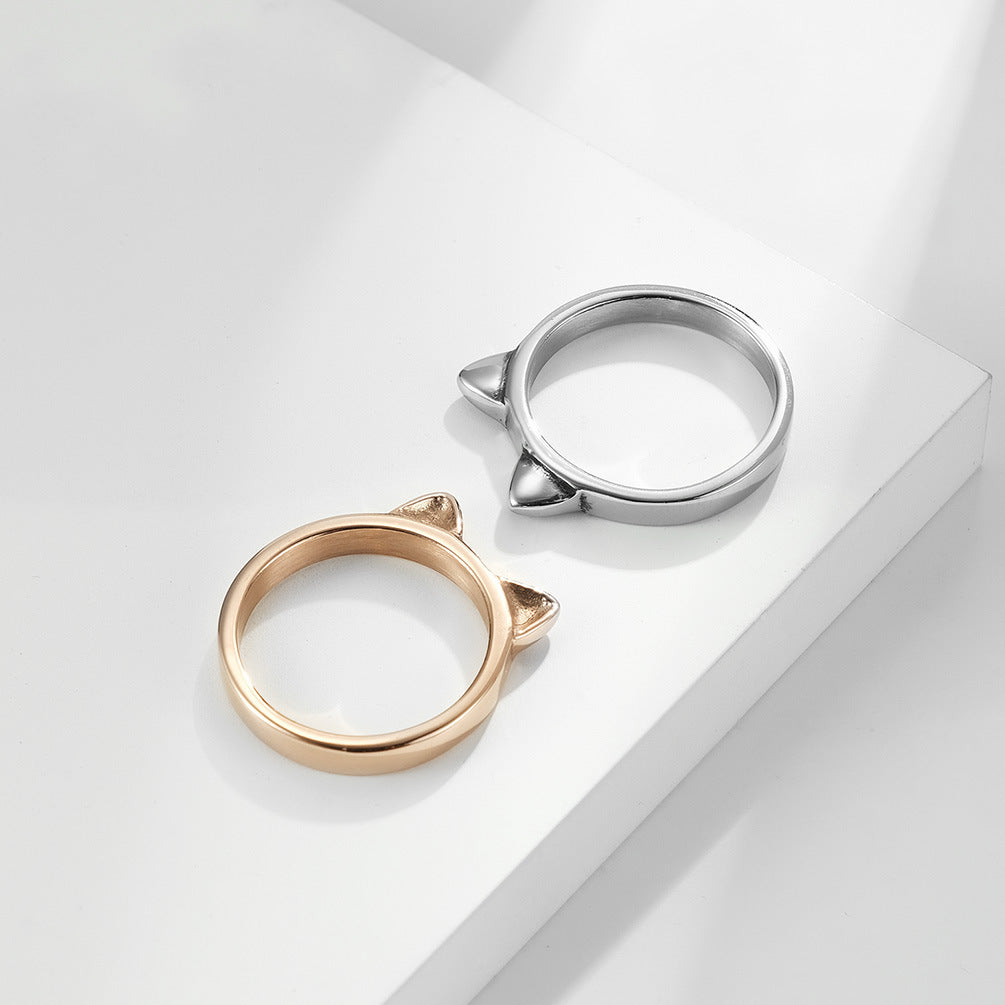 Planderful Cat Ear Ring Titanium Steel For Women Durable Catgirl Jewelry Everyday Genie