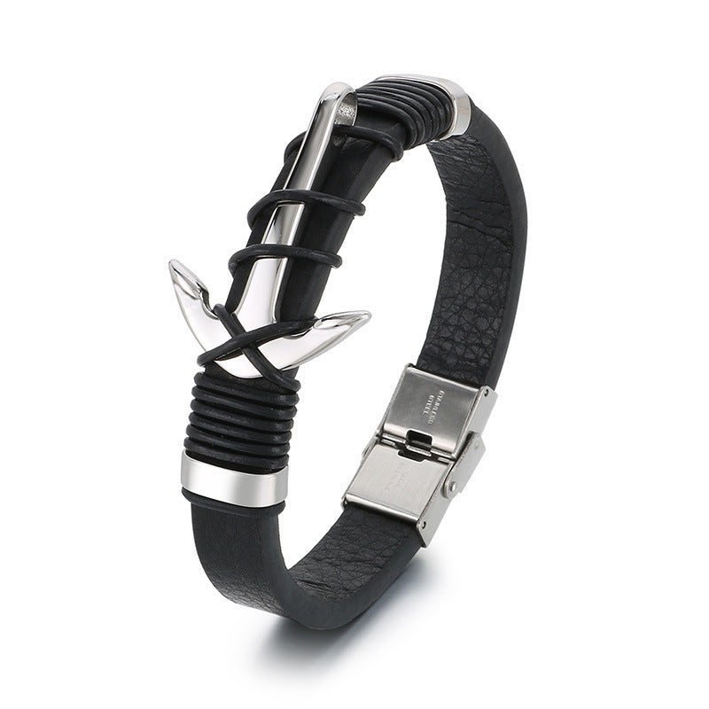 Planderful Men's Woven Leather Bracelet Magnetic Buckle