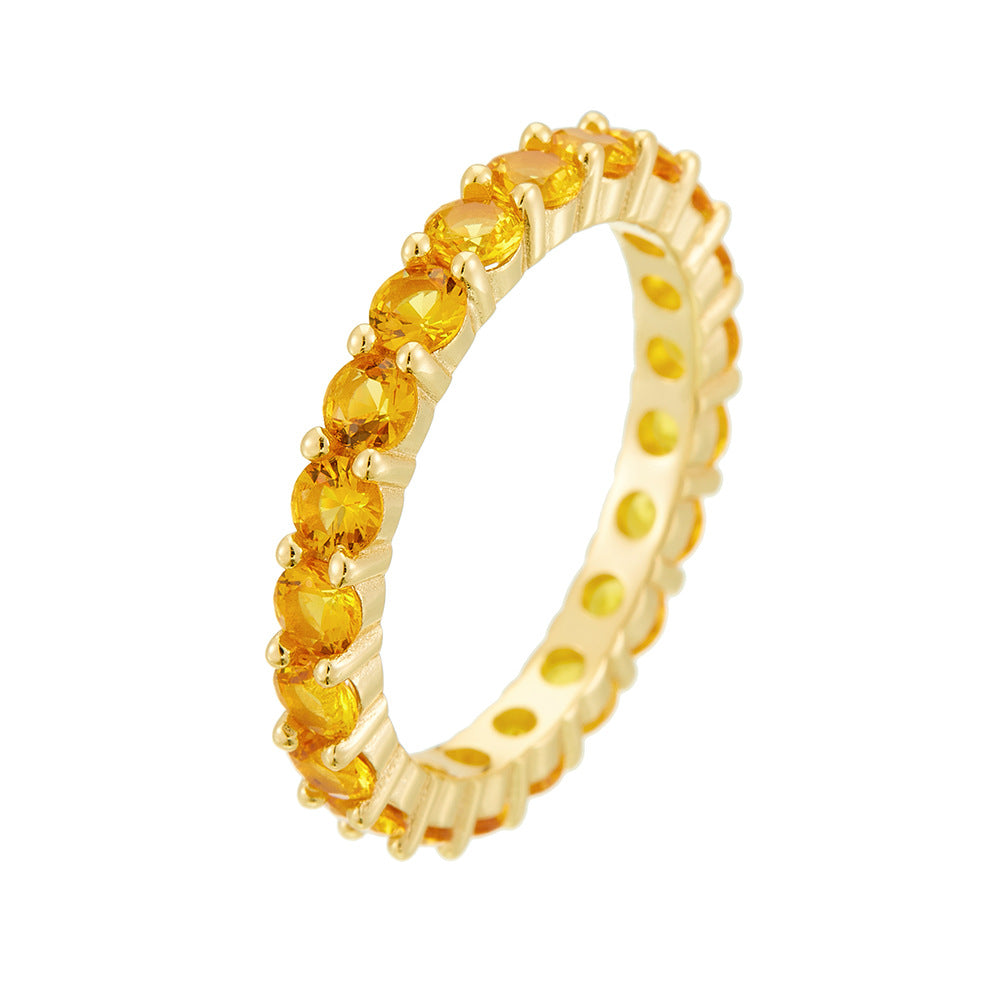 S925 Sterling Silver Full Of Zircon Color Zircon Ring