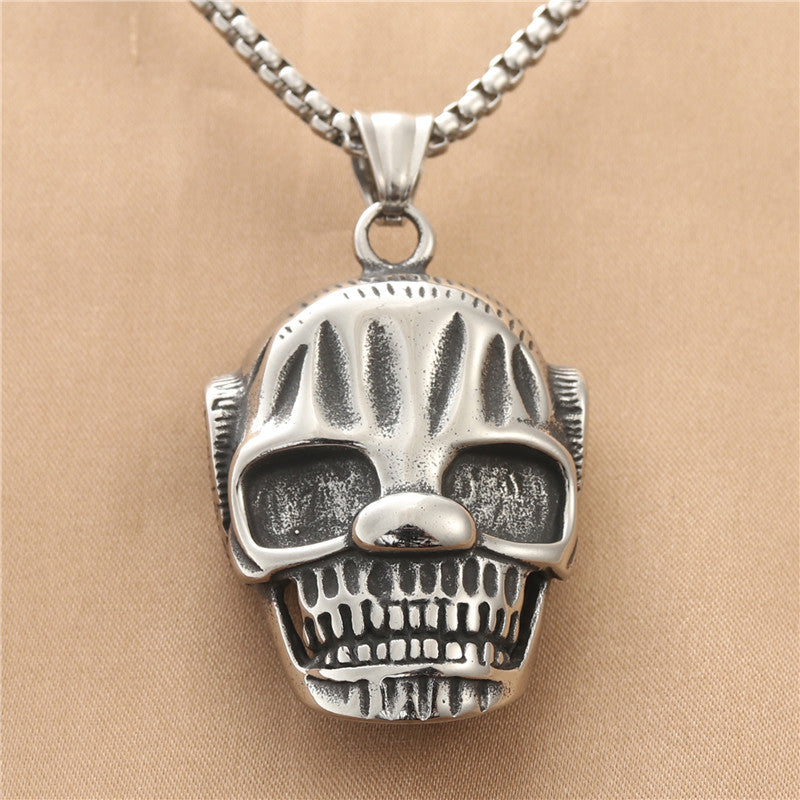 Personalized Punk Titanium Steel Skull Pendant Necklace for Men - Retro Domineering Design