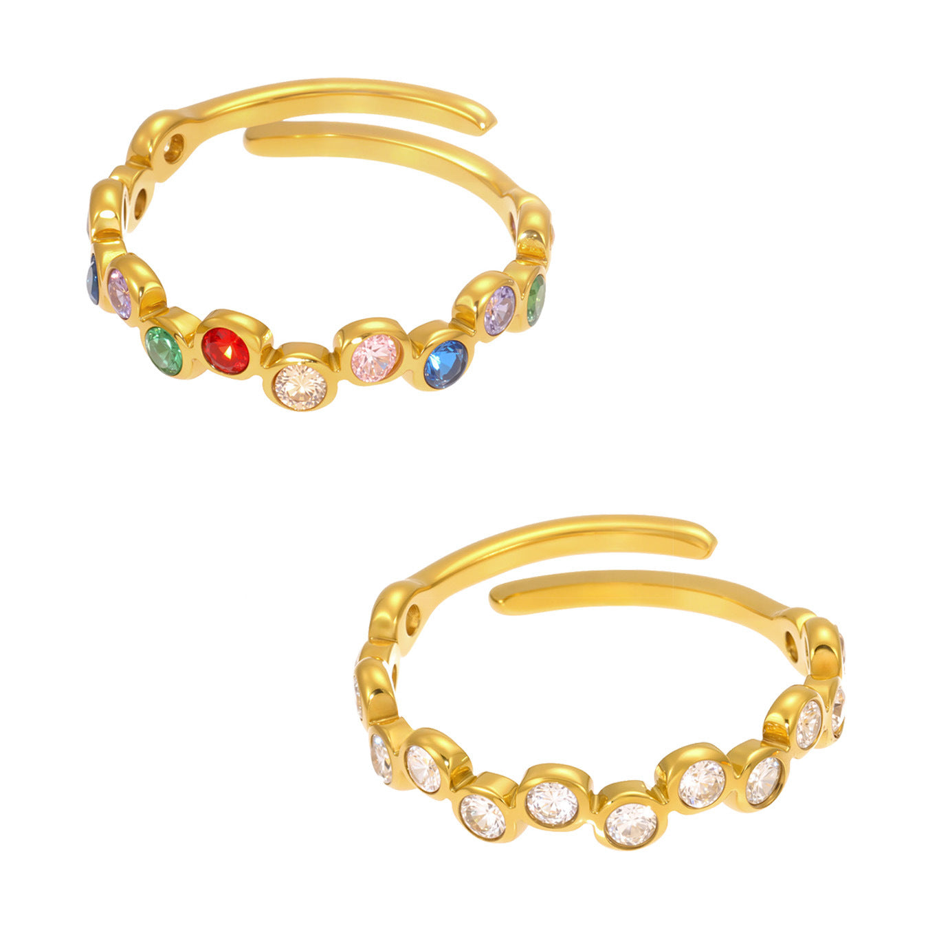 Planderful INS Style Color Zircon Ring For Women 18K Gold