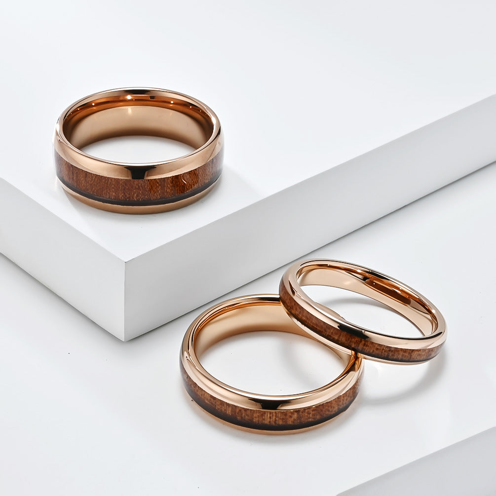 Premium Tungsten Ring Inlaid Wood And Leather 4 6 8mm For Men And Women Planderful Shop
