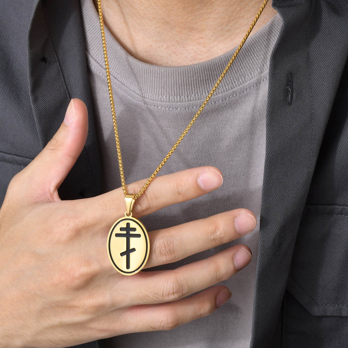 Cross-Border Hip-Hop Trend Stainless Steel Gold Pendant