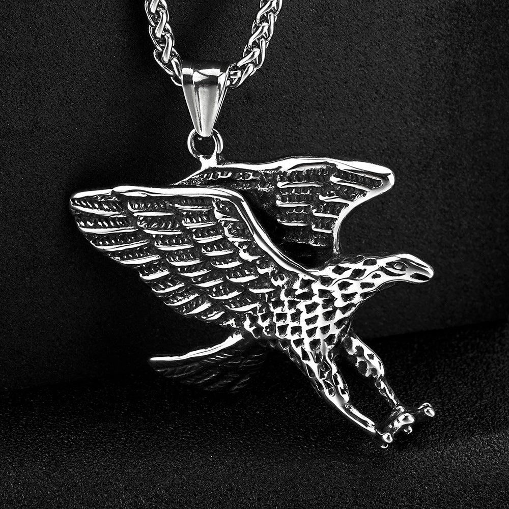 Planderful Shop Eagle Pendant Necklace For Men Personalized Titanium Steel Retro Punk Style