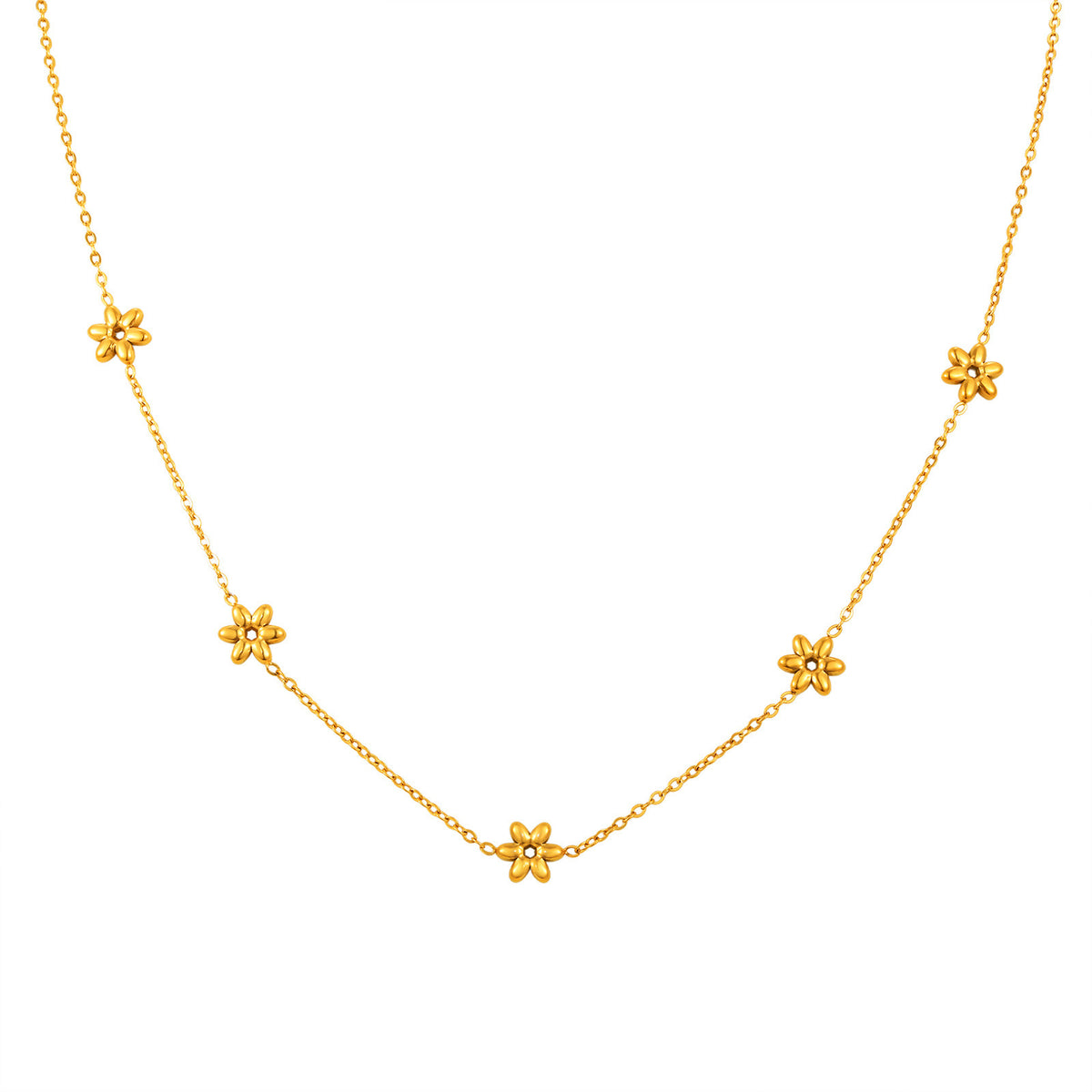 Wind Stainless Steel Girl Sweet Delicate Collarbone Chain Flower Butterfly Heart Necklace