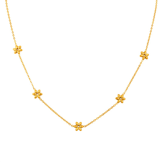 Wind Stainless Steel Girl Sweet Delicate Collarbone Chain Flower Butterfly Heart Necklace