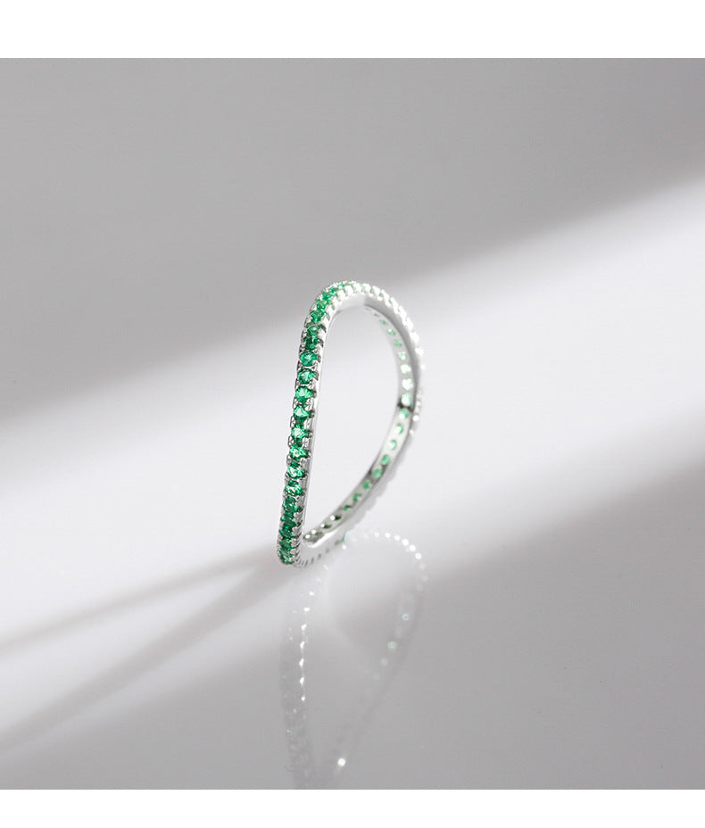 Sterling Silver Wave Ring with Colored Zircon Stones