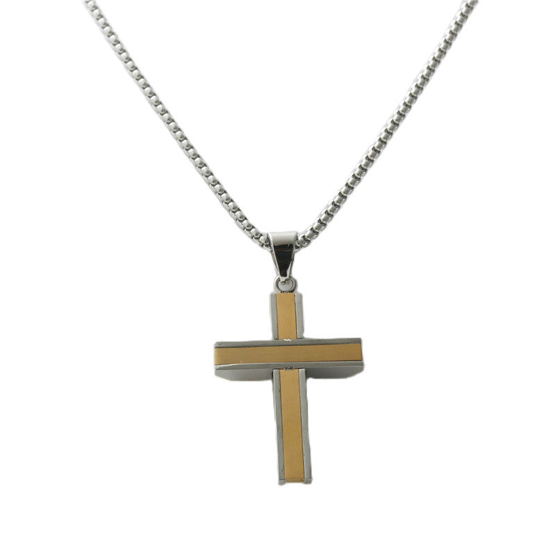 Personalized Retro Titanium Steel Cross Pendant Necklace for Men - Trendy Everyday Accessory