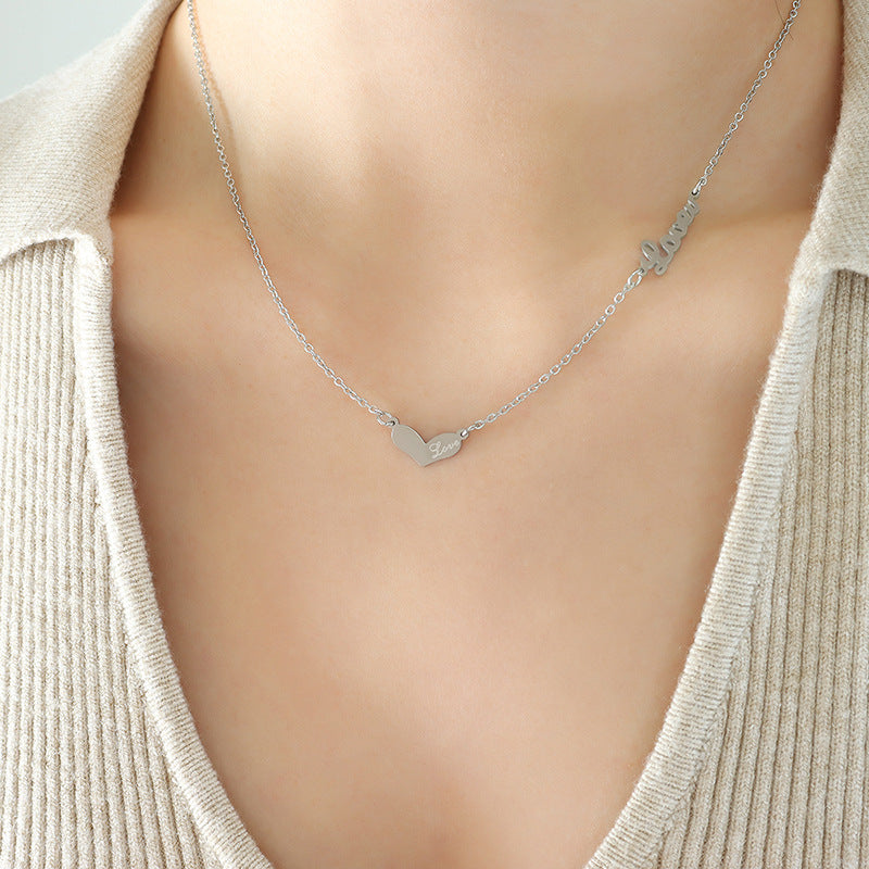 Romantic Peach Heart Love Pendant Necklace - Women's Small Titanium Steel Jewelry