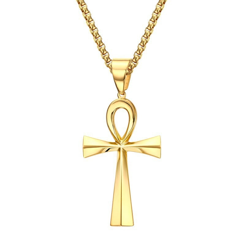 Planderful Everyday Genie Anka Cross Pendant Necklace Unisex Stainless Steel Durable Gift