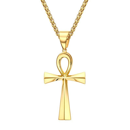 Planderful Everyday Genie Anka Cross Pendant Necklace Unisex Stainless Steel Durable Gift