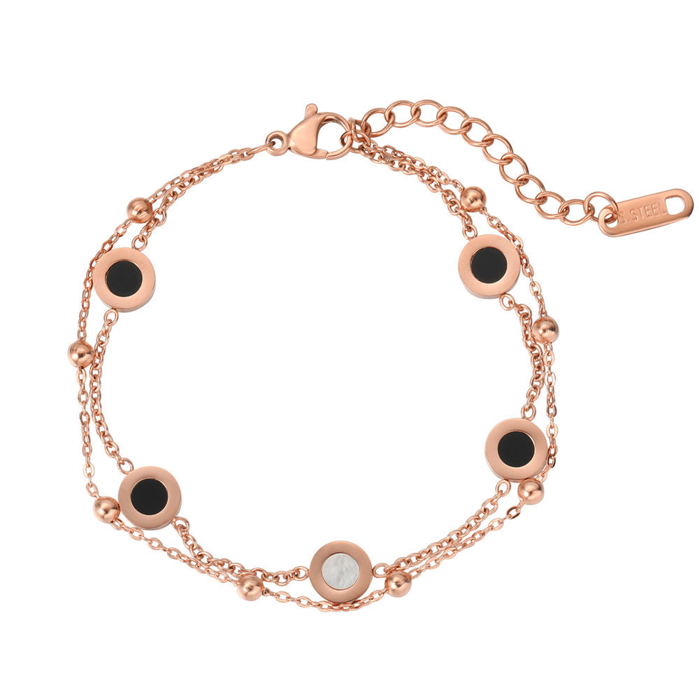 Planderful Double Layer Titanium Steel Bracelet For Women And Men Stylish Unisex Shell Design