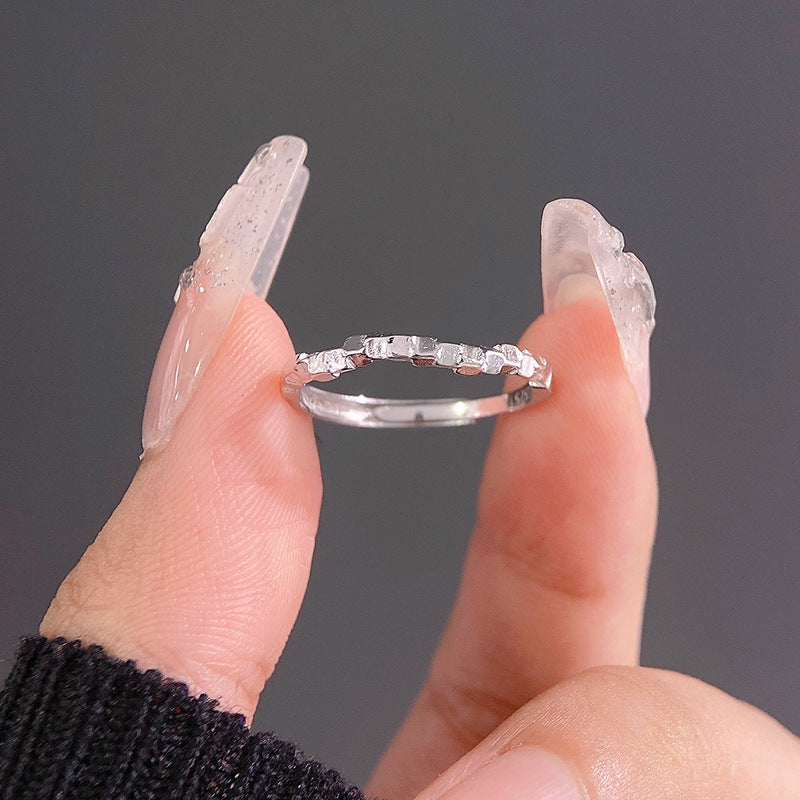 Irregular Small Cube Opening Sterling Silver Ring