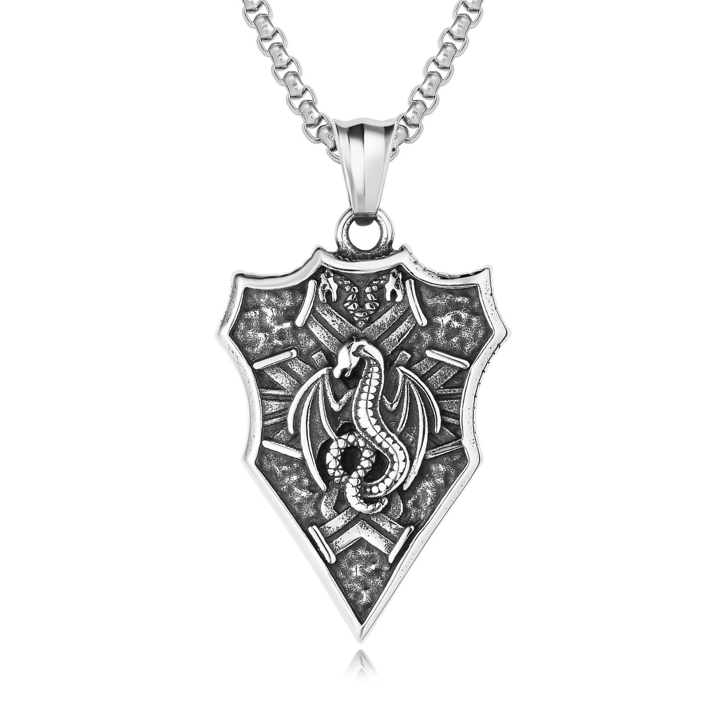 Planderful Shield Pendant Titanium Steel For Men Unisex Dinosaur Era Retro Design Protection