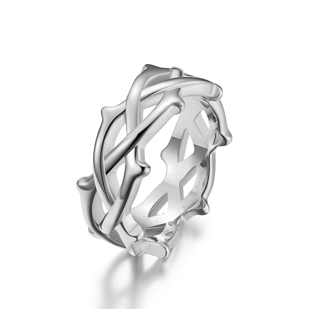 European And American Style Thorn Vine Weaving Stainless Steel Ring For Engagement