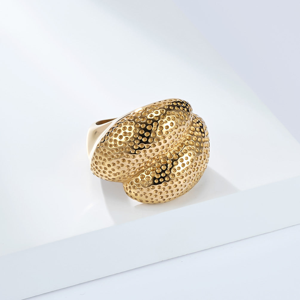 Planderful Gold Plated Titanium Steel Ring For Women Durable Non Fade Finish Light Luxury High End Jewelry